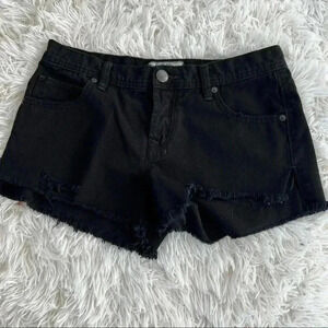 Free People Womens Shorts Black True Distressed Denim Size 25